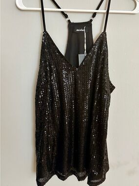 Black Sequin Camisole Tank